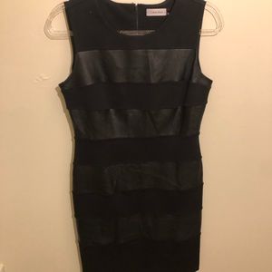 Black/pleather knee length Calvin Klein Dress size 6